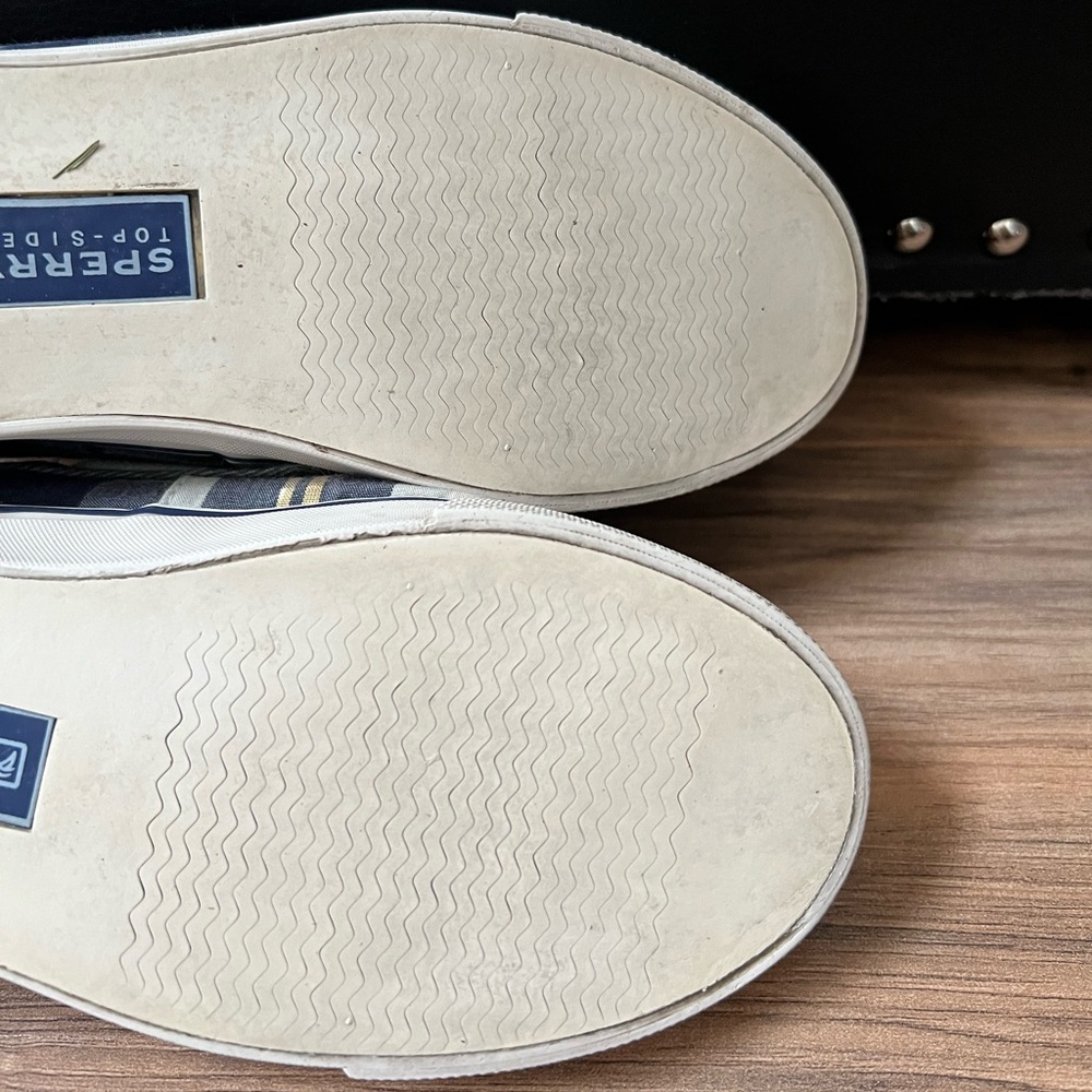 Women’s Sperry Blue Plaid Top-Siders - Picture 12 of 14